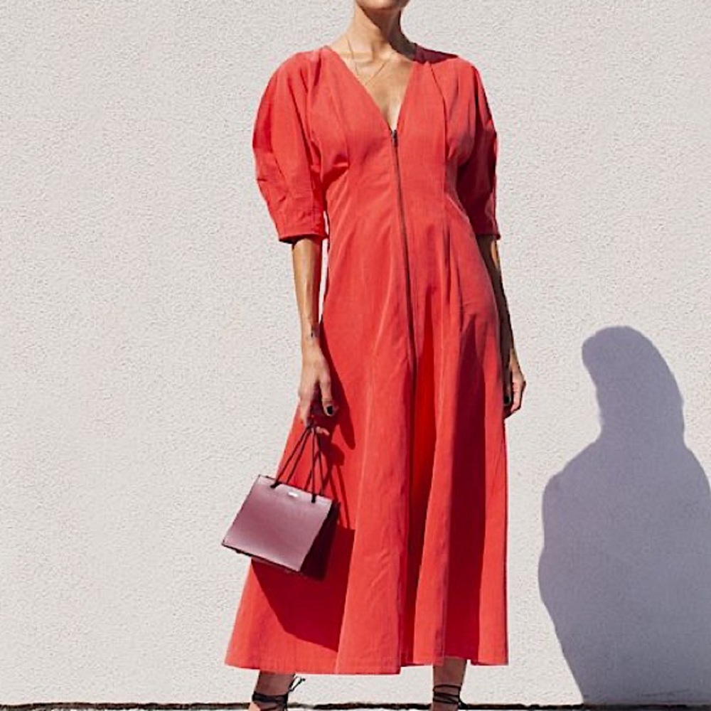 Mara Hoffman Sophie Dress in Coral Red